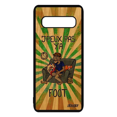 Coque Samsung Galaxy S10+ Plus en bois silicone j'peux pas y'a foot supporter vert telephone dessin humour football drole comique de