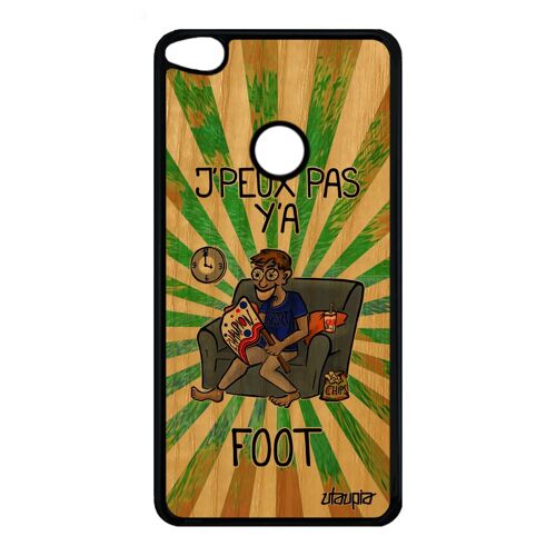 Coque j'peux pas y'a foot pour P8/P9 Lite 2017 bois silicone portable dessin football jpeux supporter personnalisé texte vert Huawei