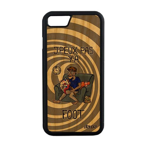 Coque iPhone 8 bois silicone j'peux pas y'a foot humoristique humour de protection rigide bande dessinée football gris housse