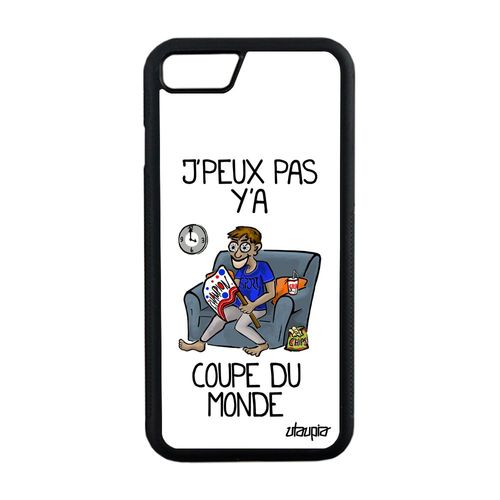 Coque Iphone 8 Silicone J'peux Pas Y'a Coupe Du Monde Jpeux Supporter Hand Bande Dessinée Blanc 4g Unique De Protection Case