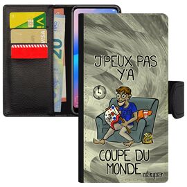Coque Honor 8 Portefeuille Porte Cartes J'peux Pas Y'a Coupe Du Monde Pu Telephone Jpeux Frd-Al00 Smartphone Gris Bande Dessinée Je