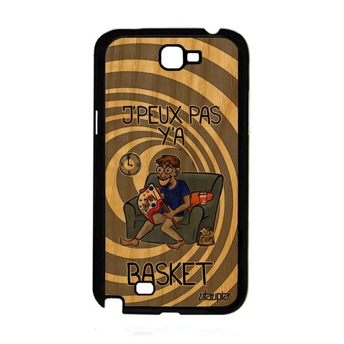 Coque Pour Galaxy Note 2 En Bois Silicone J'peux Pas Y'a Basket Humour Noir De Protection Je Texte Nba Jpeux Supporter Drole Samsung