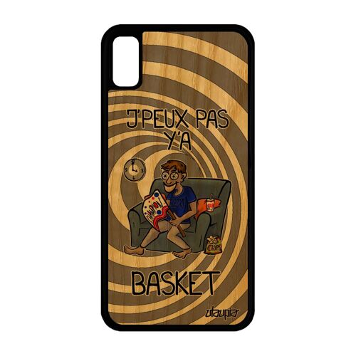 Coque J'peux Pas Y'a Basket Iphone Xr Bois Silicone Supporter Basketball Mobile Frêne Portable Caoutchouc Humour Texte Drole