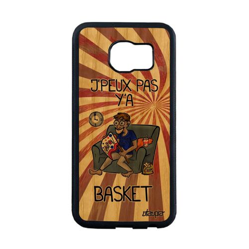 Coque Samsung Galaxy S6 Edge Bois Silicone J'peux Pas Y'a Basket Je Comique Jpeux Noir Portable Nba Supporter Mobile Texte Motif Bd