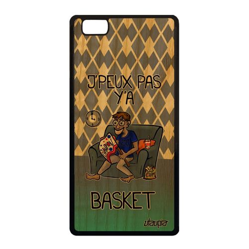 Coque Huawei P8 Lite 2015 Vrai Bois Silicone J'peux Pas Y'a Basket Rigide Solide Tpu Humoristique Violet Drole Bd Texte Nba Bumper