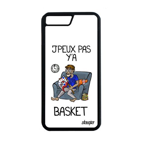 Coque Silicone Pour Iphone 8+ Plus J'peux Pas Y'a Basket Mobile Humour Bande Dessinée Drole Tpu Basketball Design Case Blanc