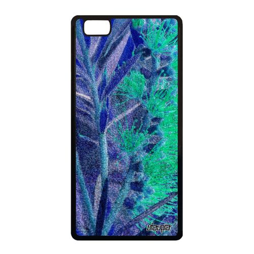 Coque Fleurs Huawei P8 Lite 2015 En Silicone Nature Florale Design Etui Texture Violet Original Unique Plante Exotique De Protection