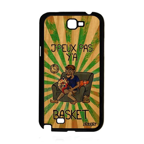Coque Bois Silicone Galaxy Note 2 J'peux Pas Y'a Basket Rigide Texte Dessin Vert Basketball Nba Antichoc Supporter Jpeux Je Samsung