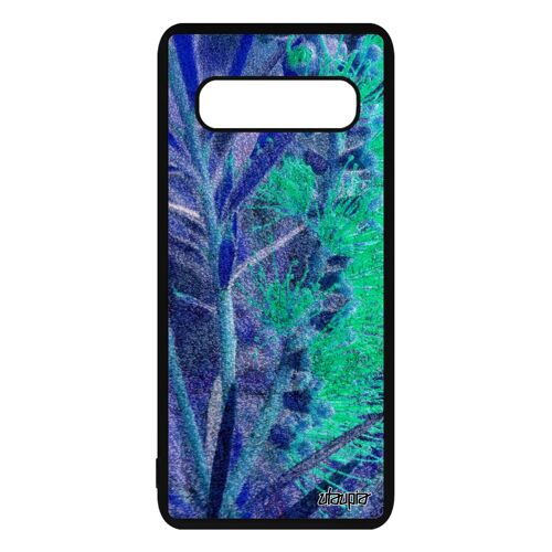 Coque en silicone Galaxy S10+ Plus fleurs florale housse original nature texture personnalisé fond design violet bumper noir Samsung