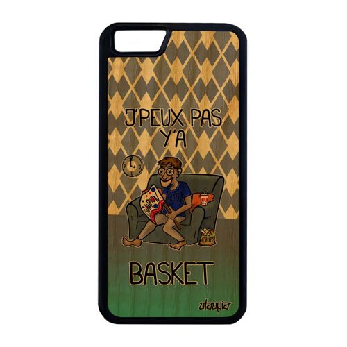 Coque Iphone 6+ 6s+ Plus Bois Naturel Silicone J'peux Pas Y'a Basket Humoristique Jpeux Iphone 6+ Bd Texte Humour Housse Nba