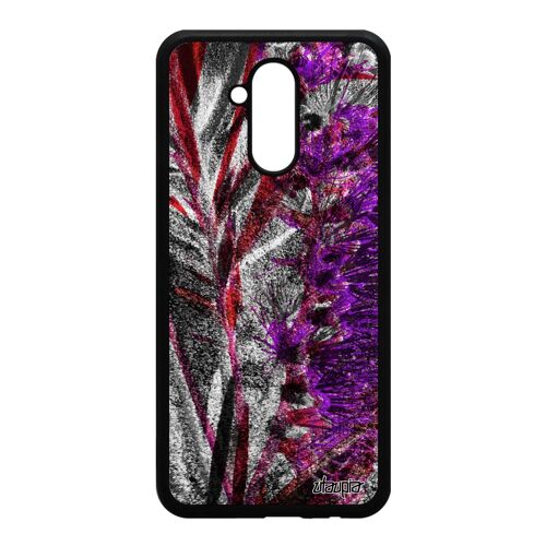 Coque antichoc Huawei Mate 20 lite silicone fleurs bumper plante exotique nature rouge fond rigide etui jolie effet design florale