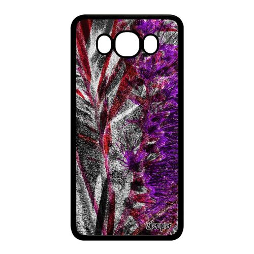 Coque Samsung J7 2016 En Silicone Fleurs Rouge Housse Florale Design Nature Jolie Smartphone Telephone Effet Plante Exotique Galaxy
