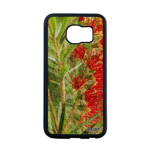 Coque Samsung S6 Edge silicone fleurs fond vert alu de protection nature dessin etui plante exotique original rigide texture galaxy