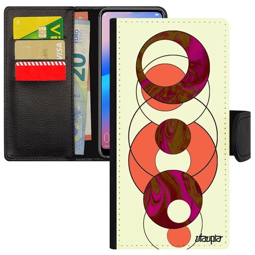 Coque A10 En Simili Cuir Rabat Portefeuille Marbre Geometrique Mobile Motif Coloré Texture Housse Rose De Protection Samsung Galaxy