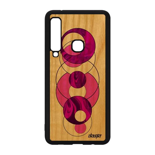 Coque Bois Veritable Silicone Galaxy A9 2018 Marbre Motif Personnalisé Pierre Coloré Rond Granite Rose Noir Artisanat Design Samsung