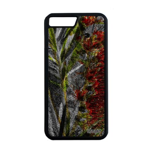 Coque Iphone 7+ Plus Silicone Fleurs Nature Texture Design Florale Pas Cher Vert Plante Exotique Fond Original Telephone Etui