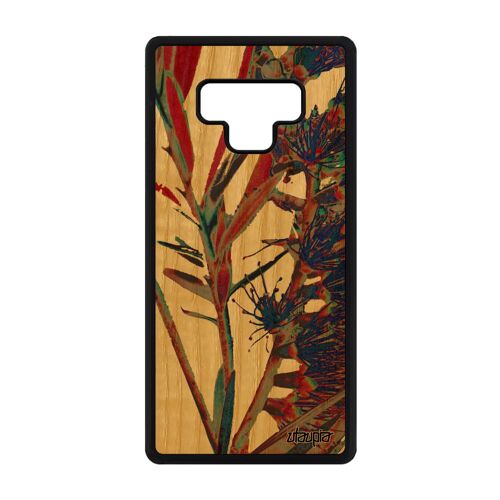 Coque fleurs de protection pour Note 9 bois silicone florale rouge nature texture telephone design fond cover 4G Samsung galaxy