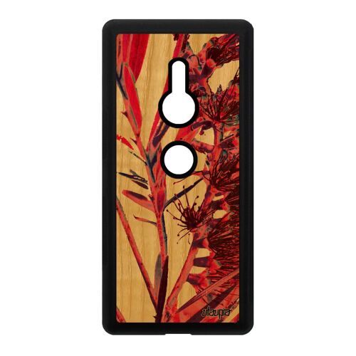 Coque Bois Silicone Xperia Xz2 Fleurs Smartphone Florale Nature Noir Antichoc Jolie Effet Motif Rose Design Plante Exotique De Sony