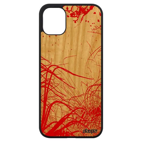 Coque En Bois Silicone Pour Iphone 11 Fonds Marins Personnalisé Océan Unique Telephone Plongée Mer Algues Rouge Nature Etui De