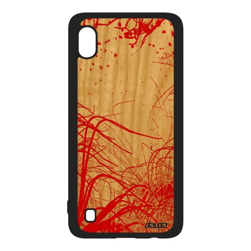 Coque bois naturel fonds marins pour A10 silicone TPU rouge case design océan plongée mobile housse mer SM-A105FN de Samsung galaxy