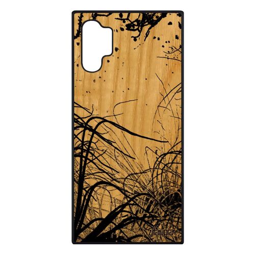 Coque bois Samsung Note 10+ Plus silicone océan algues housse bumper mer 4G fonds marins telephone etui plongée noir dessin galaxy