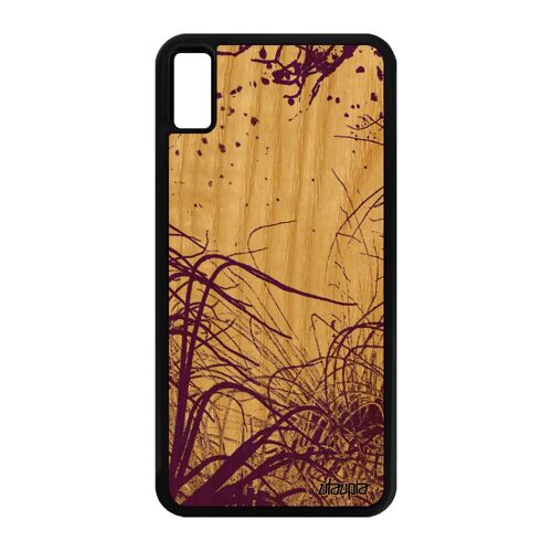 Coque Pour Iphone Xs Max En Bois Et Silicone Océan Plantes Marines Algues Case Mer Rigide Peinture De Protection Dessin Nature