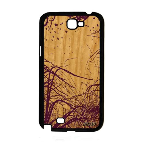 Coque Bois Samsung Galaxy Note 2 Silicone Océan Fonds Marins Portable Violet Plantes Marines Nature Algues De Protection Plongée Mer
