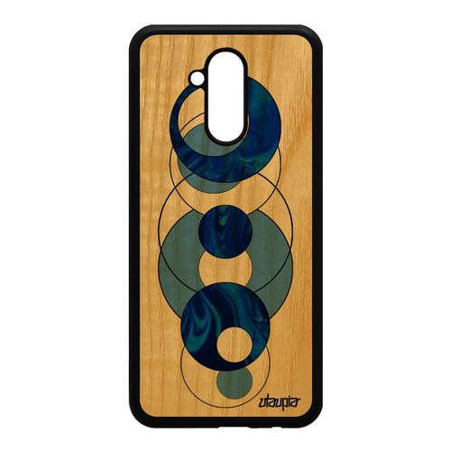 Coque Silicone Pour Huawei Mate 20 Lite En Bois Marbre Matiere Case Cover Etui Geometrie Granite Bleu Design 4g Rond Cadeau Coloré
