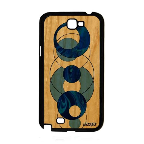 Coque Samsung Galaxy Note 2 Bois Silicone Marbre Cadeau Granite Matiere Coloré Rigide Motif Telephone Etui Design Portable Bleu Rond