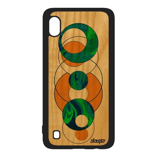 Coque Samsung Galaxy A10 En Bois Silicone Marbre Granite Housse Jaune Matiere Design Moderne Fond Geometrique Rigide Artisanal Motif