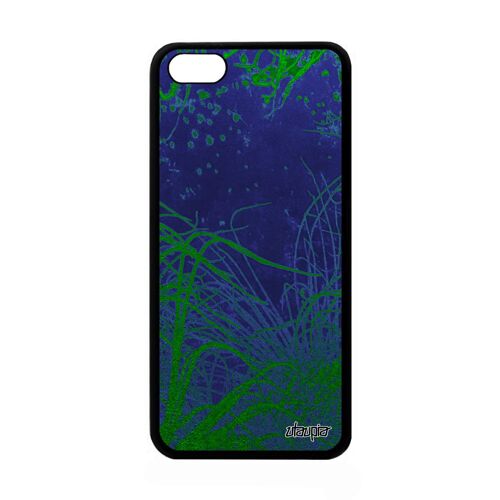 Coque telephone Apple iPhone 5C silicone océan smartphone fonds marins mer nature plongée dessin plantes marines noir made in France