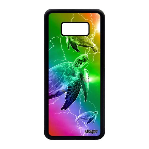Coque silicone pour Samsung S8+ Plus tortue jaune arc en ciel luth bumper animal TPU SM-G955F multicolore marin ocean eclair galaxy