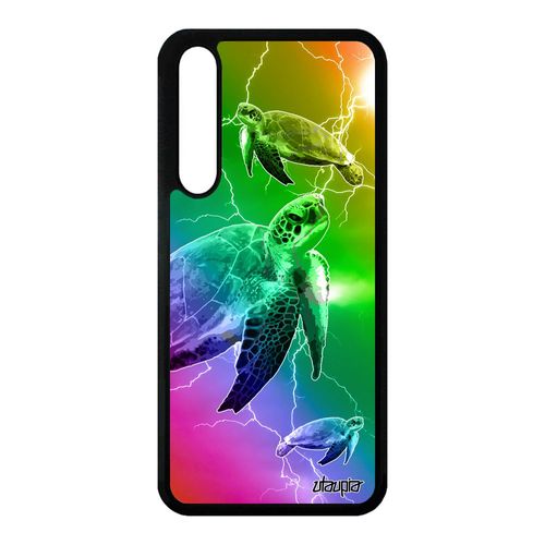 Coque Tortue Pour Huawei P20 Pro Silicone Jaune Multicolore Animaux Telephone Luth Eclair Clt-L29 De Mer Arc En Ciel Animal Marin Et