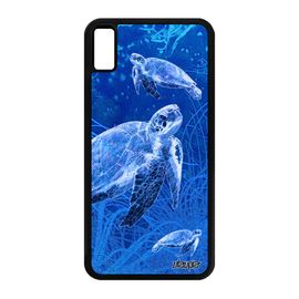 Coque Iphone Xs Max Silicone Tortue Geante 4g Bleu Marine Portable Fonds Marins Design Algue Animaux Antichoc Made In France
