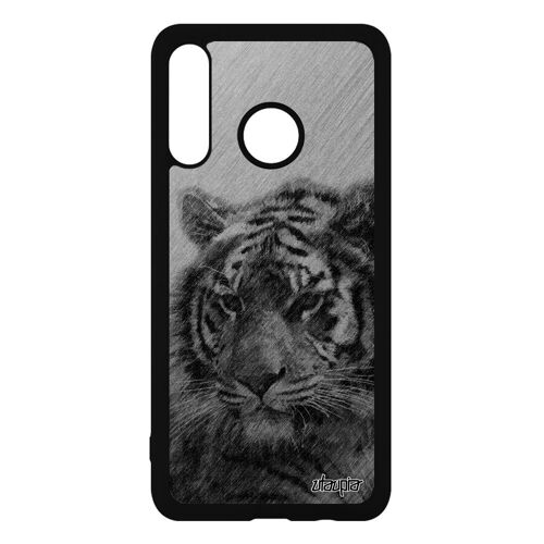 Coque de protection P30 Lite en silicone tigre animal de tasmanie smartphone animaux gris design tigresse dessin felin bumper Huawei