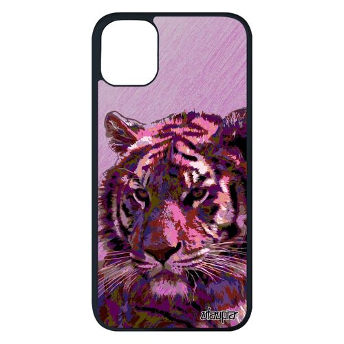 Coque tigre iPhone 11 pro max silicone texture sauvage cover 4G animal rose multicolore telephone tigresse portable du bengal
