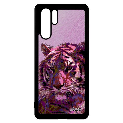 Coque silicone tigre Huawei P30 Pro fauve tigresse rose de protection texture multicolore animaux sauvage du bengal made in France