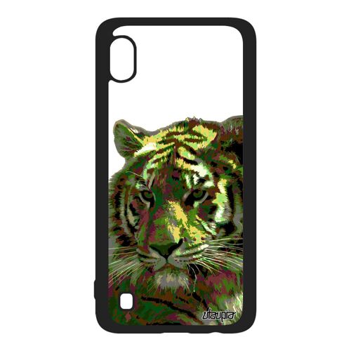 Coque Silicone Pour Samsung A10 Tigre Felin Design Tigresse Peinture Vert Animaux 4g Pop Art Animal Fauve Noir De Protection Galaxy