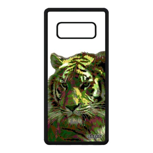 Coque pour Samsung Galaxy Note 8 silicone tigre design telephone animaux vert peinture fauve pop art tigresse felin antichoc dessin