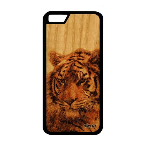 Coque Antichoc Pour Iphone 6 6s Bois Silicone Tigre Rigide Felin Fauve Animal Nature De Protection Marron Tigresse Animaux