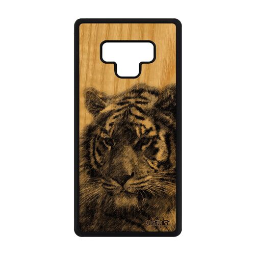 Coque Tigre Samsung Galaxy Note 9 Bois Silicone Du Bengal Sauvage Animaux Sm-N960f Tigresse Animal Fauve Personnalisé Design Felin