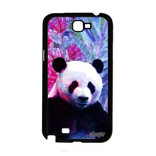 Coque Samsung Galaxy Note 2 Silicone Panda Portable Animaux Ecologie Ecolo Dessin Chine Fleurs Nature Design Alu Bleu Animal Etui De