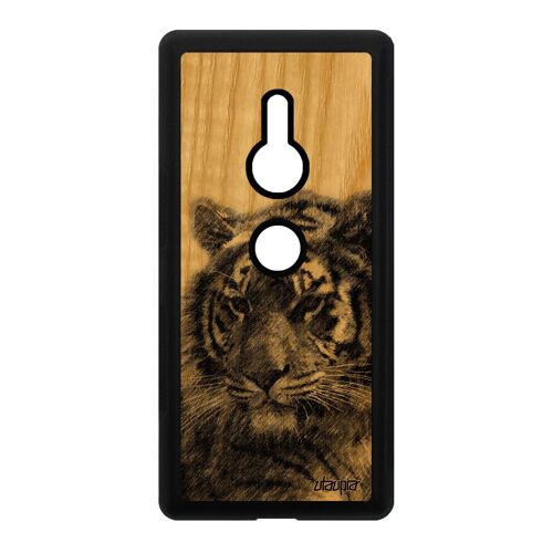 Coque Bois Sony Xperia Xz2 Silicone Tigre Nature Tigresse Caoutchouc Felin Gris Telephone Unique Mobile Jolie Fauve Etui Noir Animal