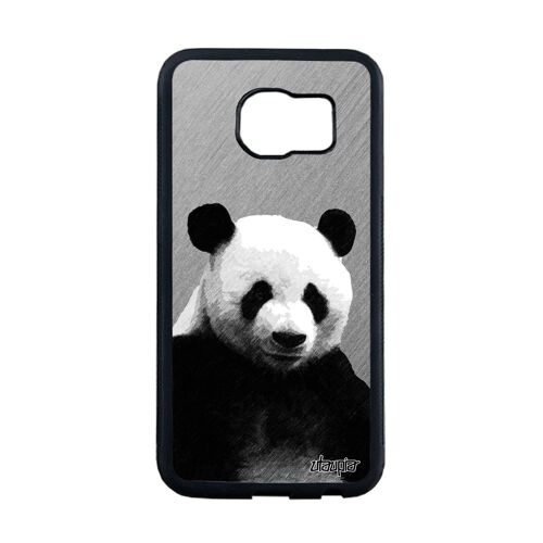 Coque silicone Samsung S6 Edge panda mobile geant ecolo dessin animal ecologie gris ours effet etui alu animaux case design galaxy