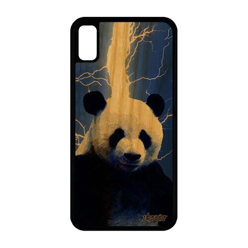 Coque Bois Panda Iphone Xr Silicone Geant Foudre Telephone Animal Eclair Noir Ecologie Ecolo Design Animaux Chine Rigide Bleu