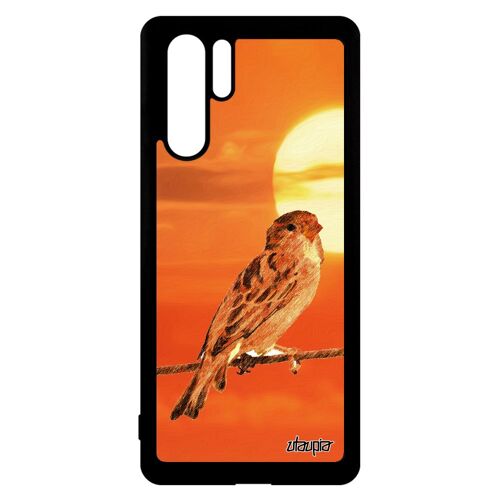 Coque pour P30 Pro en silicone oiseau animal orange petit couché de soleil case moineau design ciel etui nature animaux Huawei