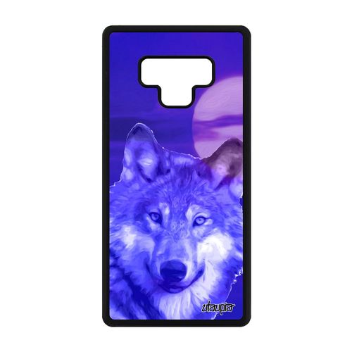 Coque Pour Samsung Galaxy Note 9 Silicone Loup Sm-N960f/Ds Souple Case Lune Ciel Nuit Louve Bleu Animaux Predateur Alpha Animal 4g