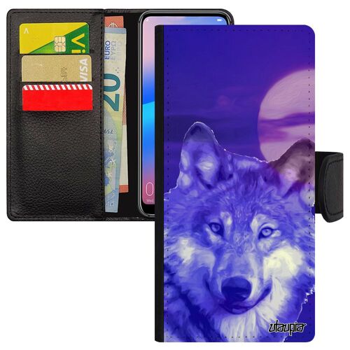 Coque Samsung A52 Loup Pas Cher Ciel Lune Portable Smartphone Noir Bleu Alpha Design Telephone Nuit Louve Predateur Animal En Galaxy