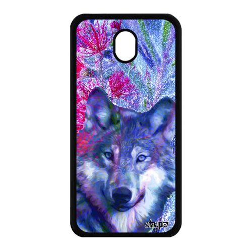 Coque Samsung J7 2017 Pro Silicone Loup Nature Fleurs Design Case Bête Sauvage Telephone Animaux 4g Cover Dessin Louve Animal Galaxy