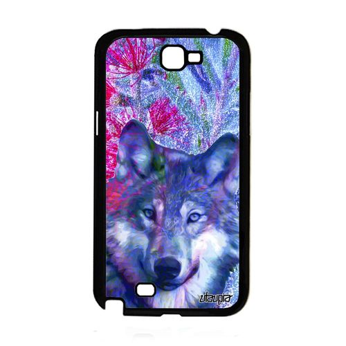 Coque Silicone Galaxy Note 2 Loup Animal Dessin Smartphone Animaux Case Telephone Nature Rose Predateur Fleurs Louve Design Samsung